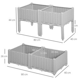 OUTSUNNY Elevated Flower Bed Vegetable Herb Planter Plastic in Grey - thumbnail 3