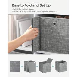 Havendro 6x Foldable Fabric Storage Boxes Square Drawer Canvas Cubes in Grey - thumbnail 4