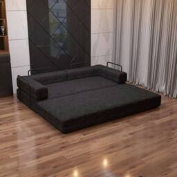 Sliding Wardrobes 4U Convertible Sofa Bed 3 Seater Sherpa Fabric Sofa in a Box in Black - thumbnail 5