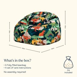 icon Kids Dinosaur Bean Bag Chair Green Childrens Bean Bags - thumbnail 6