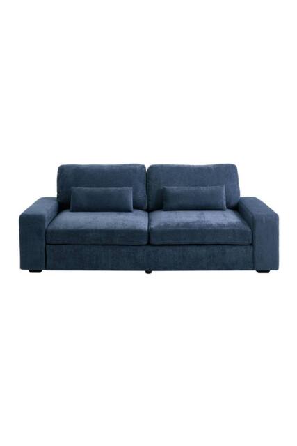 Living and Home 2-Seater Chenille Upholstered Sofa with Pillows in Dark Blue - image 1
