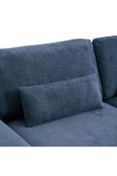 Living and Home 2-Seater Chenille Upholstered Sofa with Pillows in Dark Blue - thumbnail 6