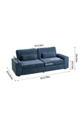 Living and Home 2-Seater Chenille Upholstered Sofa with Pillows in Dark Blue - thumbnail 2