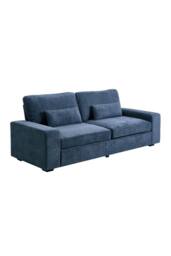 Living and Home 2-Seater Chenille Upholstered Sofa with Pillows in Dark Blue - thumbnail 3
