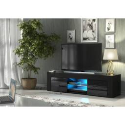 Mex Furniture LTD TV Unit Loom 130cm - Black with Gloss Doors & LED Lights - thumbnail 2