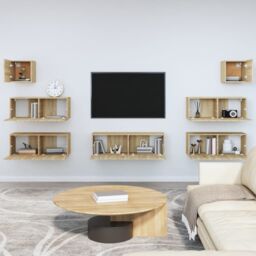 Berkfield Home 7 Piece TV Cabinet Set Sonoma Oak Engineered Wood in Brown - thumbnail 3