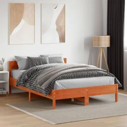 Berkfield Home Bed Frame without Mattress Wax Brown 140x190 cm Solid Wood Pine - thumbnail 1
