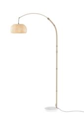 Living and Home Vintage Style Floor Lamp with Bamboo Lampshade and Marble Base - thumbnail 5
