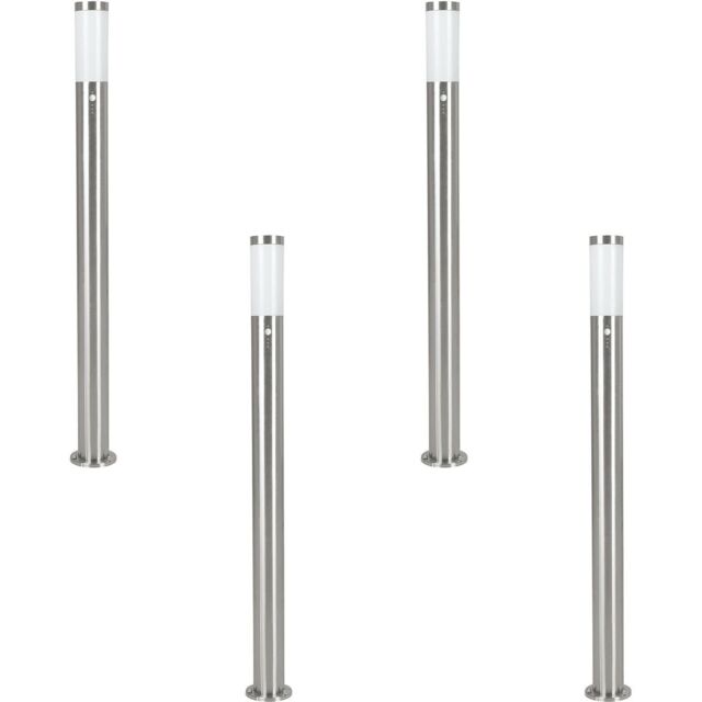 Loops 4 PACK IP44 Outdoor Bollard Light PIR Sensor Stainless Steel 1100mm Lamp Post in Metallics - image 1