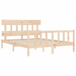 Berkfield Home Bed Frame with Headboard 160x200 cm Solid Wood in Light Tan - thumbnail 5