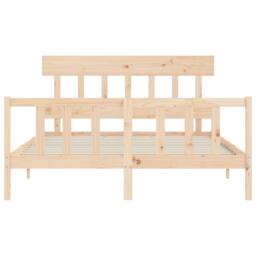 Berkfield Home Bed Frame with Headboard 160x200 cm Solid Wood in Light Tan - thumbnail 6