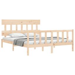 Berkfield Home Bed Frame with Headboard 160x200 cm Solid Wood in Light Tan - thumbnail 4