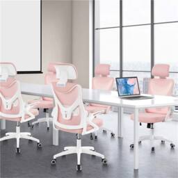 Kelvenix High Back Mesh Office Chair White/Pink in Pink - Size: 0.6m2 - thumbnail 3