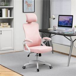 Kelvenix High Back Mesh Office Chair White/Pink in Pink - Size: 0.6m2 - thumbnail 4