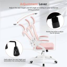 Kelvenix High Back Mesh Office Chair White/Pink in Pink - Size: 0.6m2 - thumbnail 5