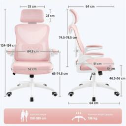 Kelvenix High Back Mesh Office Chair White/Pink in Pink - Size: 0.6m2 - thumbnail 2