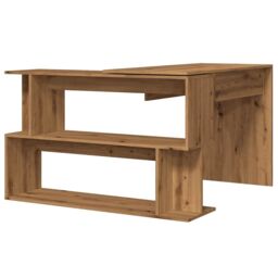 Berkfield Home Corner Desk Artisan Oak 200.5x50x76 cm Engineered Wood in Brown - thumbnail 6