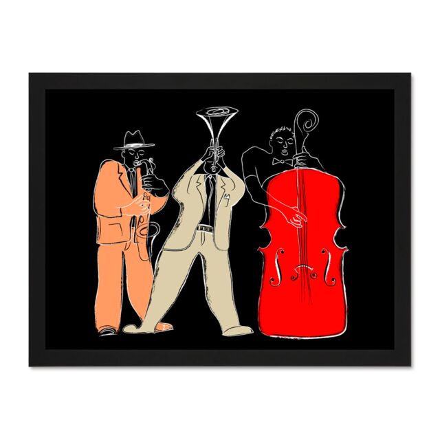 "Artery8 Wall Art Print Musicians Jazz Modern Large Large Framed Wall Décor Art in White - Size: W18"" x H24""" - image 1