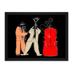 "Artery8 Wall Art Print Musicians Jazz Modern Large Large Framed Wall Décor Art in White - Size: W18"" x H24""" - thumbnail 1
