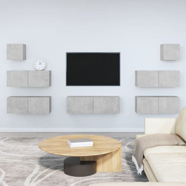 Berkfield Home 7 Piece TV Cabinet Set Concrete Grey Engineered Wood - image 1
