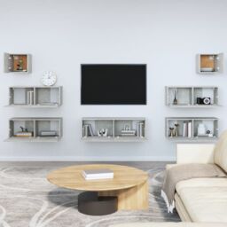 Berkfield Home 7 Piece TV Cabinet Set Concrete Grey Engineered Wood - thumbnail 3