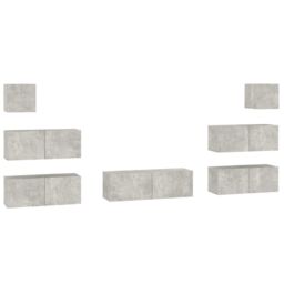 Berkfield Home 7 Piece TV Cabinet Set Concrete Grey Engineered Wood - thumbnail 2