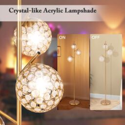 Gymax 3-Globe Floor Lamp Tree Lamp With Metal Pole & Base Bulbs Not Included in Gold - thumbnail 3