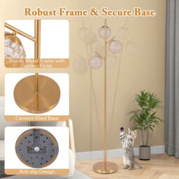 Gymax 3-Globe Floor Lamp Tree Lamp With Metal Pole & Base Bulbs Not Included in Gold - thumbnail 6