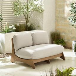 FurnitureboxUK Iko Solid Wood & Cream Garden Sofa in Natural - thumbnail 1