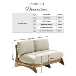 FurnitureboxUK Iko Solid Wood & Cream Garden Sofa in Natural - thumbnail 5