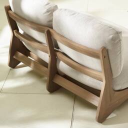 FurnitureboxUK Iko Solid Wood & Cream Garden Sofa in Natural - thumbnail 3