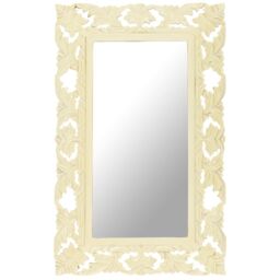Berkfield Home Hand Carved Mirror White 80x50 cm Solid Mango Wood