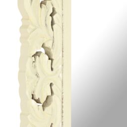 Berkfield Home Hand Carved Mirror White 80x50 cm Solid Mango Wood - thumbnail 5