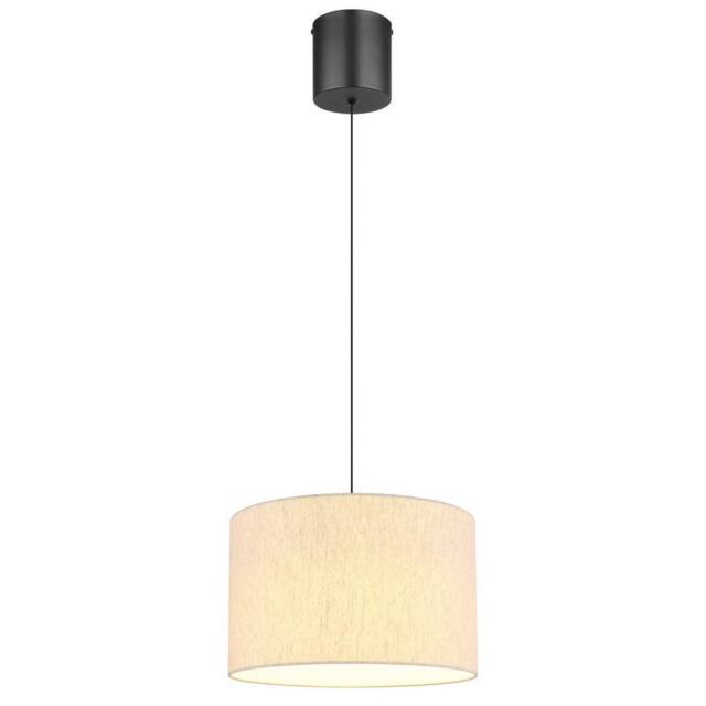 Netlighting Thea Cylindrical Pendant Matt Gunmetal Linen Cream Shade LED 3000K in Grey - image 1