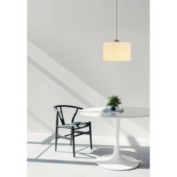 Netlighting Thea Cylindrical Pendant Matt Gunmetal Linen Cream Shade LED 3000K in Grey - thumbnail 2