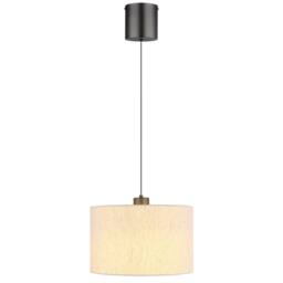 Netlighting Thea Cylindrical Pendant Matt Gunmetal Linen Cream Shade LED 3000K in Grey - thumbnail 5