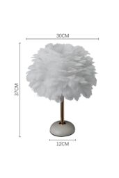 Living and Home Ceramic Feather Design Table Lamp with LED Light in White - thumbnail 2