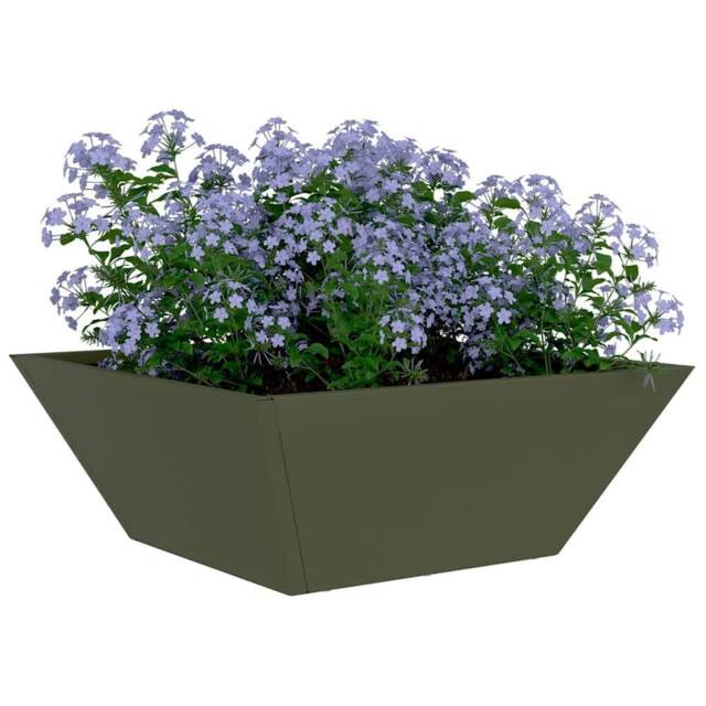 Berkfield Home Green Garden Bowl Planters 5 pcs Olive Green 40x40x15 cm Steel - Size: 40 x 40 x 15 cm - image 1