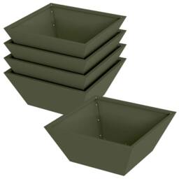 Berkfield Home Green Garden Bowl Planters 5 pcs Olive Green 40x40x15 cm Steel - Size: 40 x 40 x 15 cm - thumbnail 3