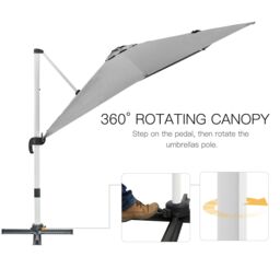 OUTSUNNY 3 x 3(m) Garden Cantilever Roma Parasol w/ 360° Rotation Crank Handle Tilt Grey - thumbnail 4