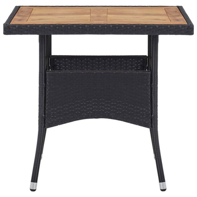 Berkfield Home Outdoor Dining Table Black Poly Rattan & Solid Acacia Wood - image 1