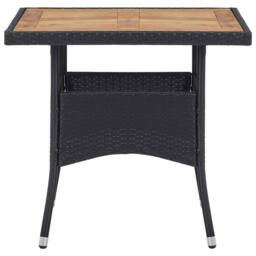 Berkfield Home Outdoor Dining Table Black Poly Rattan & Solid Acacia Wood - thumbnail 1