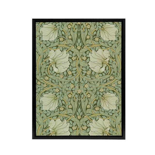 "Artery8 William Morris Pimpernel Floral Pattern Framed Canvas Wall Art Print in Green - Size: W12"" x H16""" - image 1