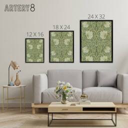 "Artery8 William Morris Pimpernel Floral Pattern Framed Canvas Wall Art Print in Green - Size: W12"" x H16""" - thumbnail 4