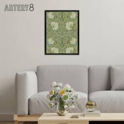 "Artery8 William Morris Pimpernel Floral Pattern Framed Canvas Wall Art Print in Green - Size: W12"" x H16""" - thumbnail 3