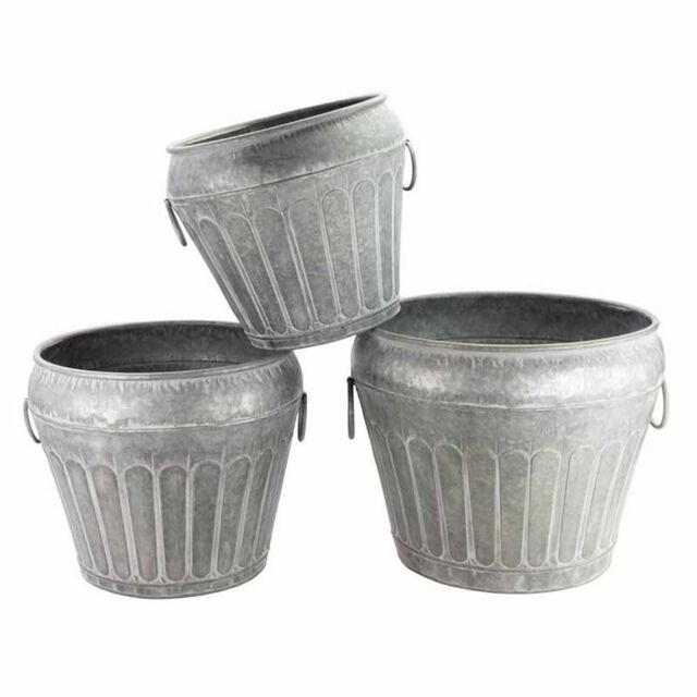 Ascalon Design Ltd Urn Planter - Set of 3 - L43 x W43 x H37.5 cm - Antique Galvanized in Grey - image 1