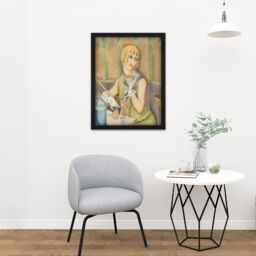 "Artery8 Wall Art Print Wegener Lili Elbe Danish Lgbt Portrait Painting Large Framed Wall Décor Art in Black - Size: W18"" x H24""" - thumbnail 2