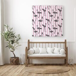 "Warren Reed - Designer Pineapple Flamingo Canvas in Pink - Size: W30"" x H30""" - thumbnail 3
