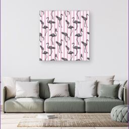 "Warren Reed - Designer Pineapple Flamingo Canvas in Pink - Size: W30"" x H30""" - thumbnail 4