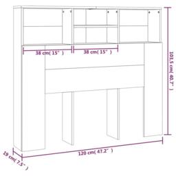 Berkfield Home Headboard Cabinet Concrete Grey 120x19x103.5 cm - thumbnail 7